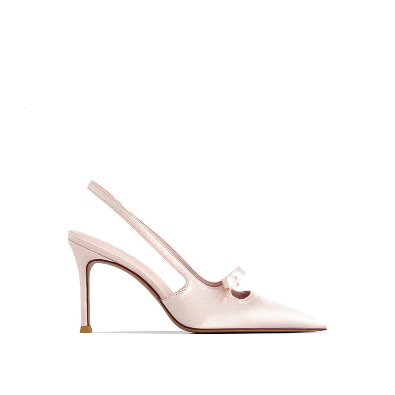 2025 Autumn New French Fairy Style Light Luxury Elegant Hollow Butterfly Knot Thin Heel Pointed Open Back Women's High Heels Designer Shoes