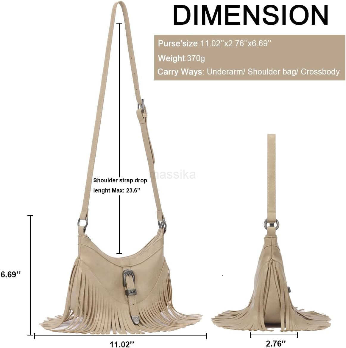 Fashion Small Western Fringe Underarm Purse Mini Hipppie Shoulder Bag with Tassel for Women M250912