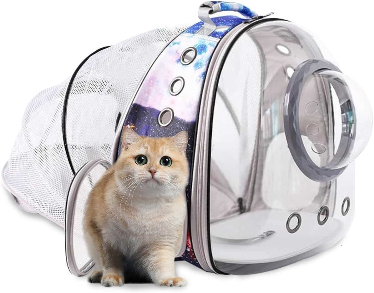 Backpack for CATs and Small Dogs Fully Breathable Vented Backpack for Kitten Bunny Airline Approved Travel Hiking Camping CAT Book Bag Blue Ventilatio