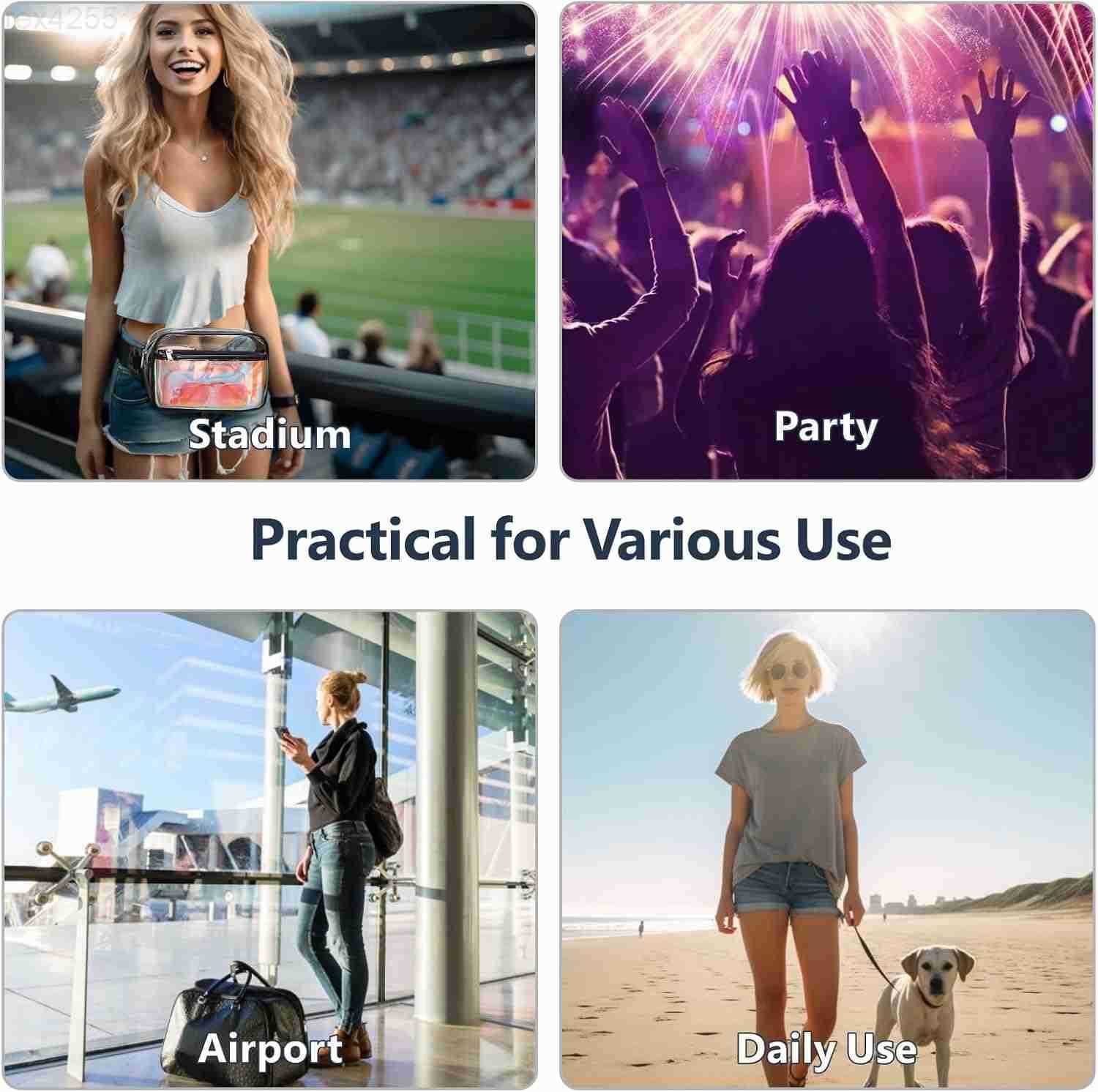 Clear Fanny Pack Holographic Clear Belt Bag Crossbody Fashion Fanny Packs for Women Men Cute Waist Bag with Adjustable Strap for Sports Beach Events C