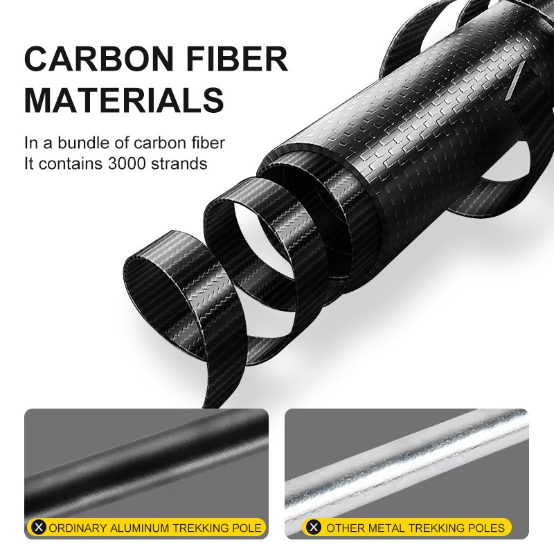 2PCS Folding Portable Hiking Sticks Carbon Fiber Trekking Poles Ultra Light Walking Stick with EVA Handle for Women Men Hiking Camping Climbing