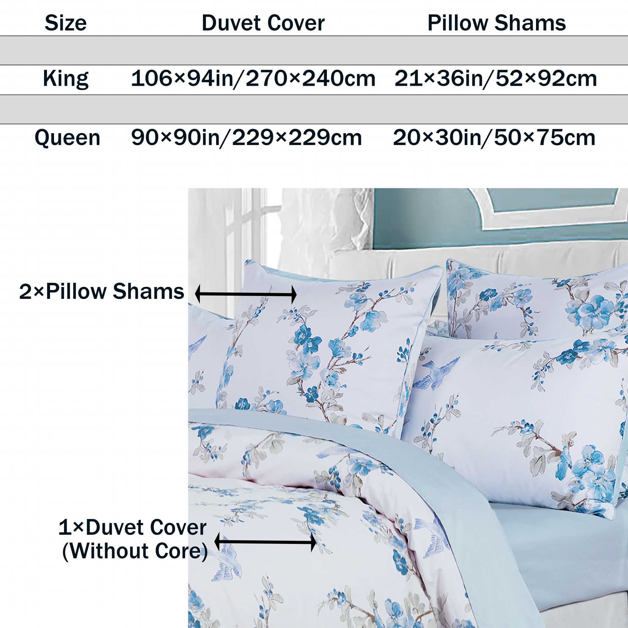 3pcs 600TC 100 Egyptian Cotton Duvet Cover Set Blue Watercolor Floral Soft Breathable SkinFriendly No Inserts C250912