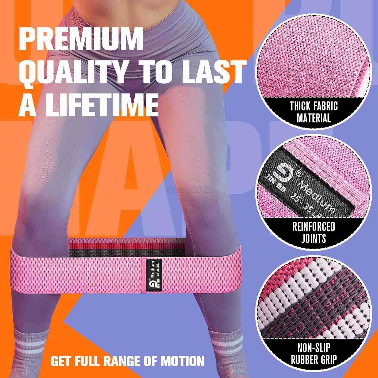 Fabric Resistance Bands Set Booty Bands for Legs Glutes 3 Resistance Levels NonSlip Workout Bands for Women Men Ideal for Yoga Pilates Fitness and Hom
