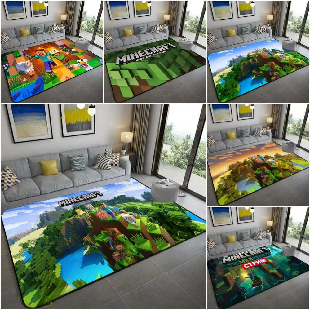 MINISO 3D Game MMINE Sandbox Carpet for Living Room Decor Bedroom Leisure Area Nonslip Mats Bedside Soft Floor Mat Welcome Rug C250912