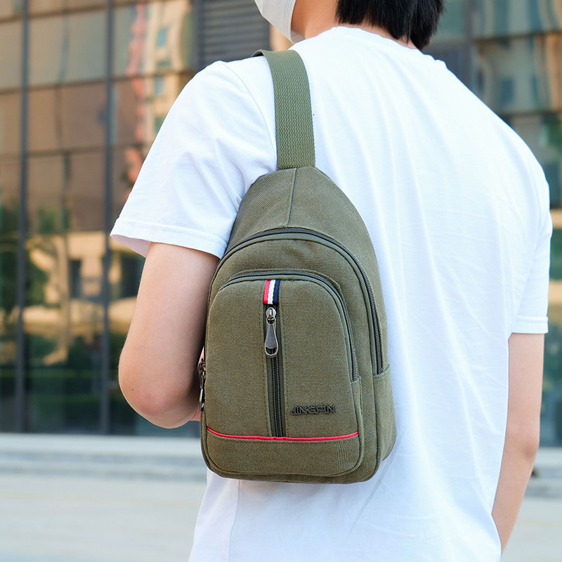 New Men S Chest Bag Single Free Shipping Shoulder Crossbody Bag Casual Designer Bag Canvas Front Crossbody Bag Luxury Bag Trendy Small Men S Bag