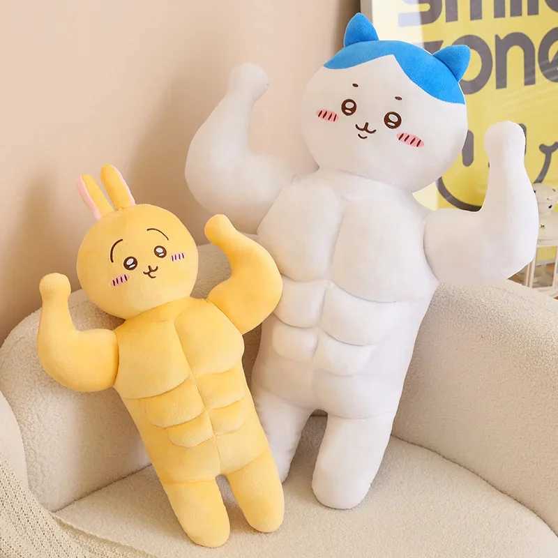Big Size Creative Strong Hachiware Chiikawa Plush Toy Japanese Style Stuffed Muscle Usagi Plushies Funny Cuddly Doll Lovely C250912