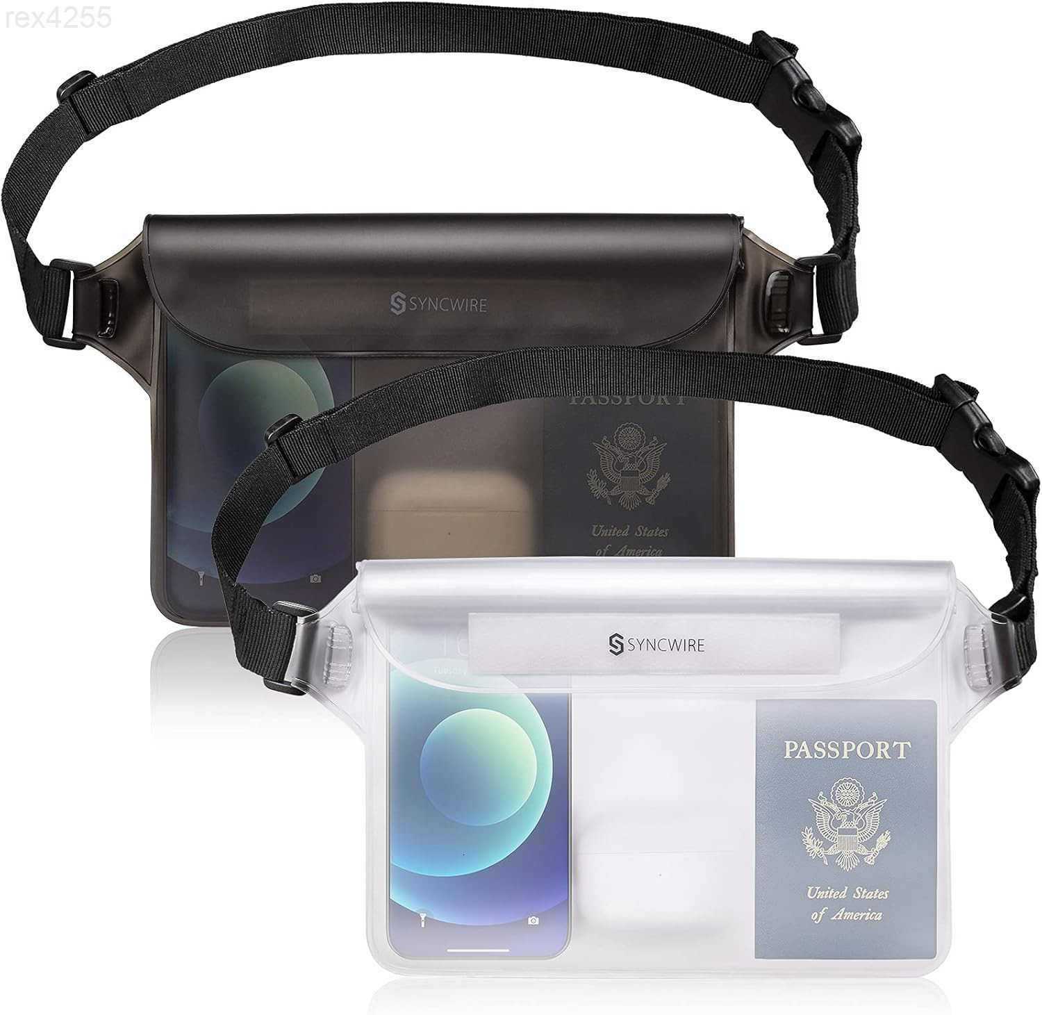 Waterproof Pouch Bag with Adjustable Waist Strap 2 Pack IP68 Waterproof Waist Bag Screen Touchable Dry Bag with Adjustable Belt for Beach Swimming Boa