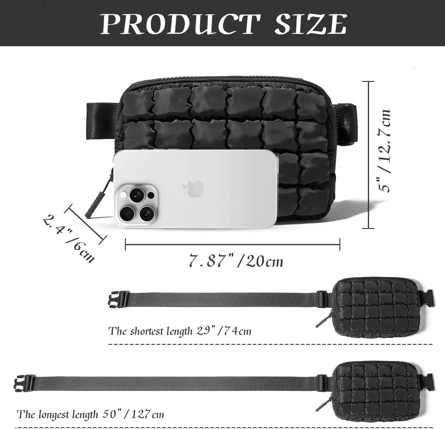 Trending Gifts for Women Puffer Crossbody Bags for Women Belt Bag Fanny Pack with Adjustable Straps Lightweight Quilted Puffy Bag Woman Gifts BlackW25