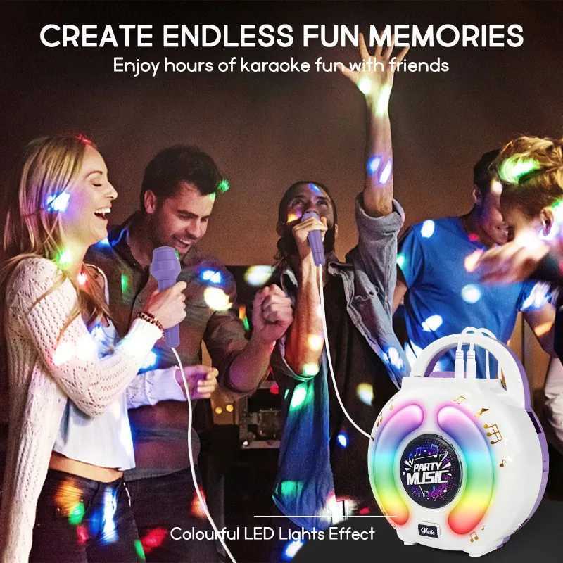 Karaoke Machine with 2 Microphones Kid Portable Karaoke Music Toy with Light Recording Voice Change Function for Girls Boys Gift C250912