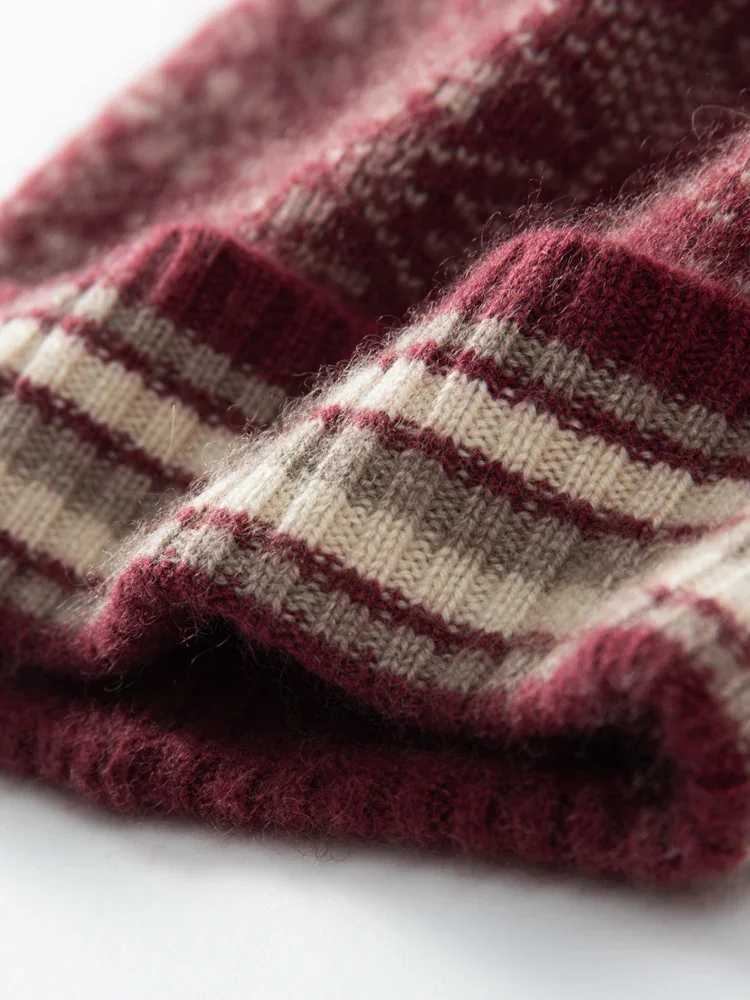 Cashmere Vintage Jacquard Knit Thick Beanies Rabbit Pp Bobb Hat Soft Hat Autumn Winter Warm Wool Christmas Present G250910