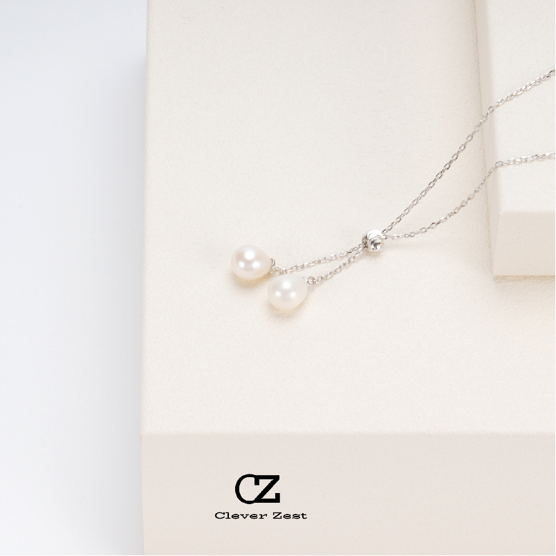 Natural Freshwater Pearl Drop Pull-Chain Necklace Sterling Silver Freshwater Pearl Necklace Designer Style Party Wear Valentine's Day Gift Commem