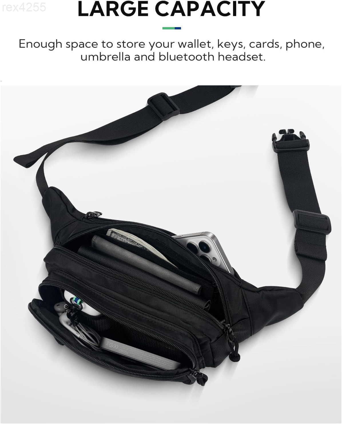 Fanny Pack Waist Packs Large Crossbody Fanny Packs for Women Men with 5 Zipper Pockets Adjustable Strap Waist Bags Hip Pack for Traveling Cycling Runn