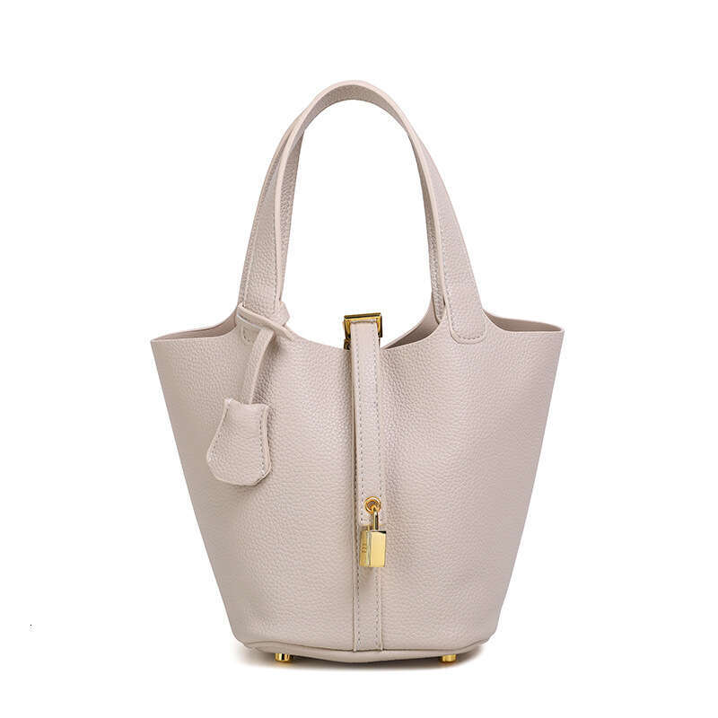 High-Quality Lychee Pattern Basket Bucket Women's Stylish Versatile Textured Handbag Mother Bag Handheld