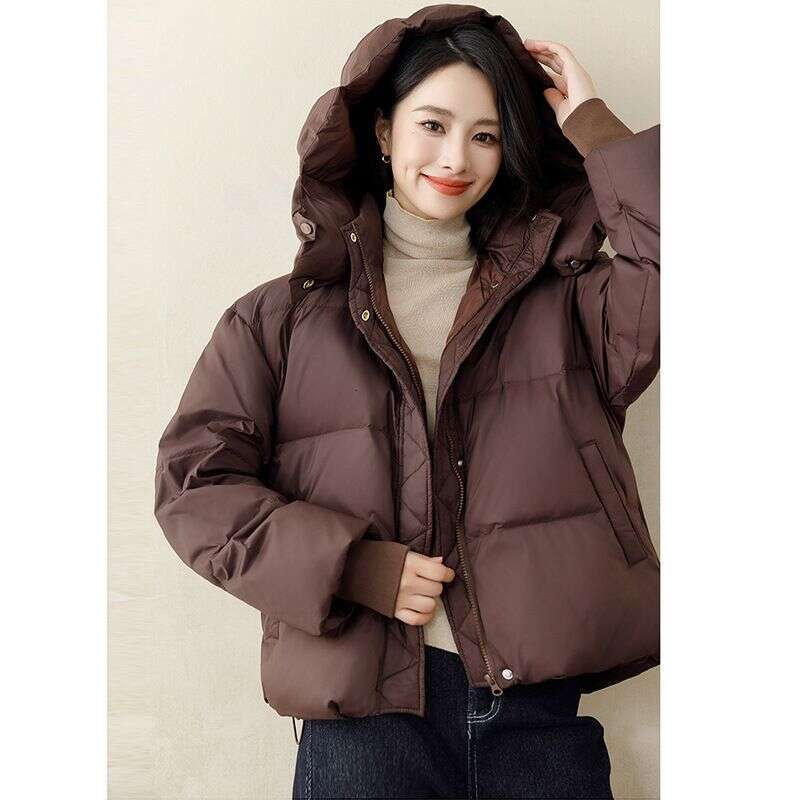 New Down Autumn And Winter Short Thickened Bread Jacket Hooded Women's Clothing