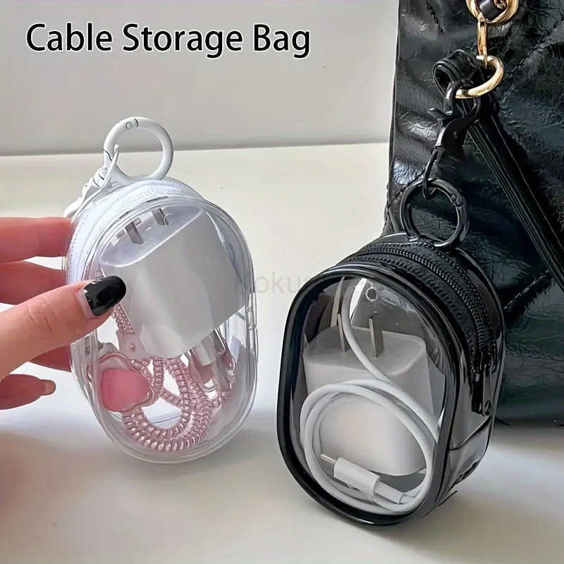 New Portable Clear Figure Display Keyring Bag Waterproof PVC Oval Hanging Blind Box Storage Bags Keychain Organizer Case M250912