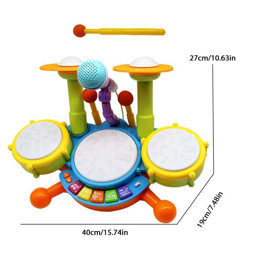 Kids Boy Girl Electric Drum KitMusical Instruments Learning Toys with 2 Drum Sticks Adjustable Microphone Birthday for BoysGir C250912
