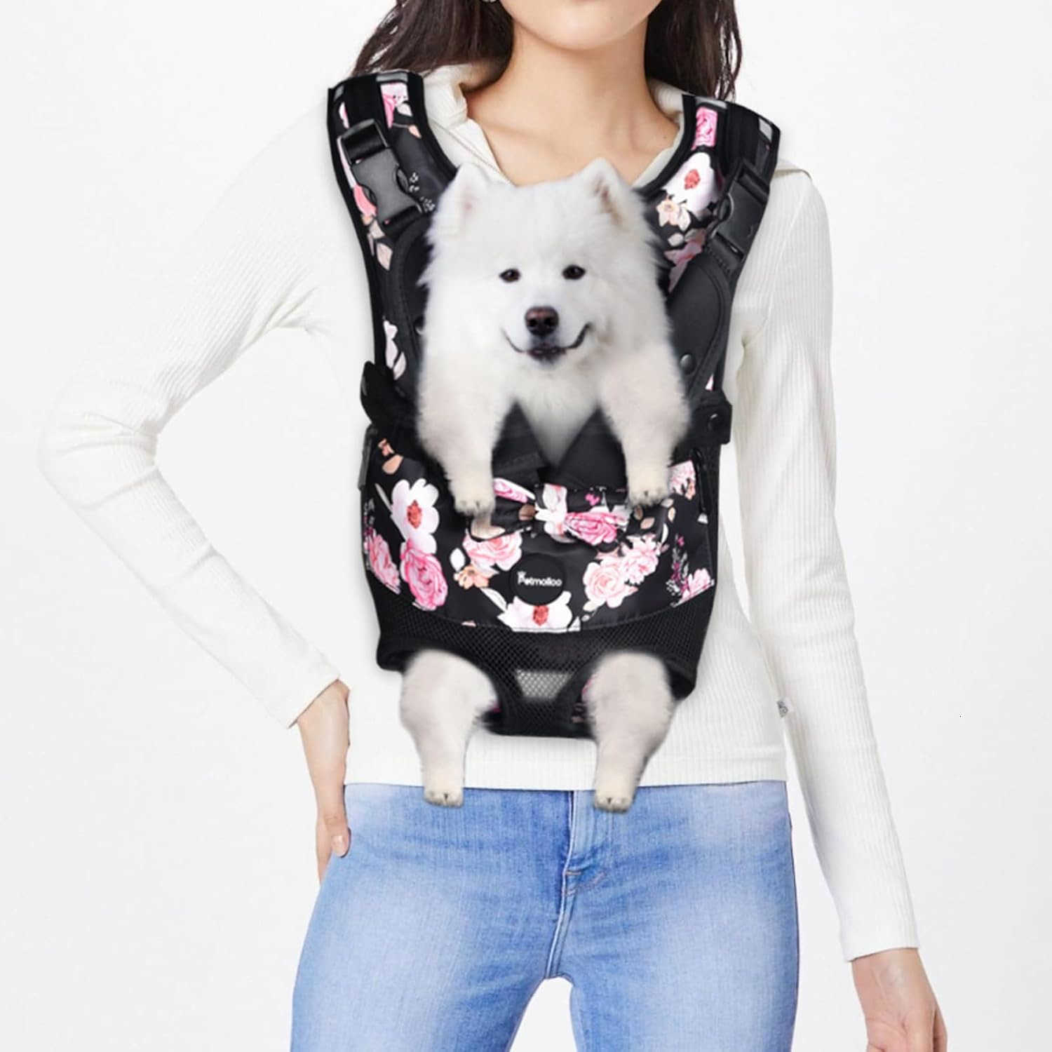 Dog Carrier Backpack Adjustbale Dog Front Backpack Legs Out Puppy Backpack for Small Medium Dogs Travelling Hiking Shopping Pink MediumW250912