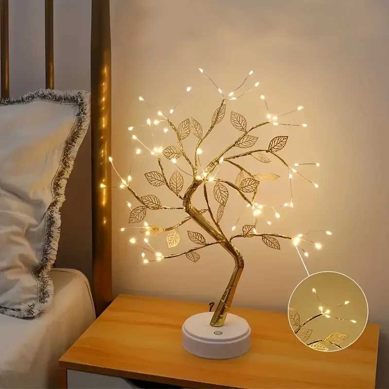 LED Copper Wire Gold Leaf Lamp USB or Battery Powered Warm White Light Mini Tree Decoration Room Christmas Halloween Valentine C251122
