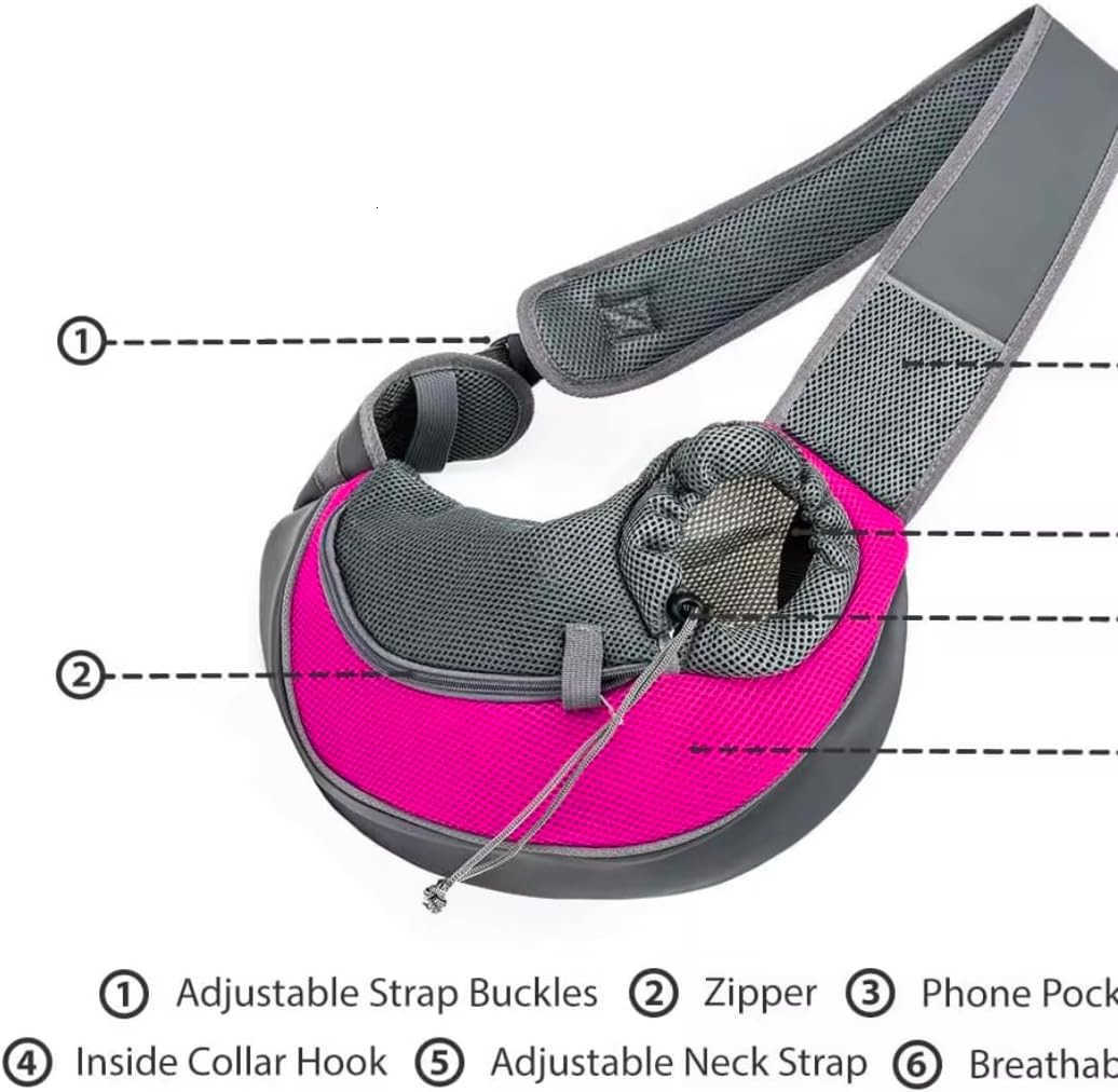 Pet Sling Carrier for Small Dogs Mesh Shoulder Bag with Adjustable Strap Small and Large Sizes and 8 Colors to Choise RoseBlackYellowLight BlueredBlue