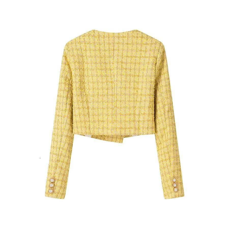 DHEssentials 2025 Spring New French Style Fashionable Versatile Double-Breasted Square Collar Long Sleeve Short Coat