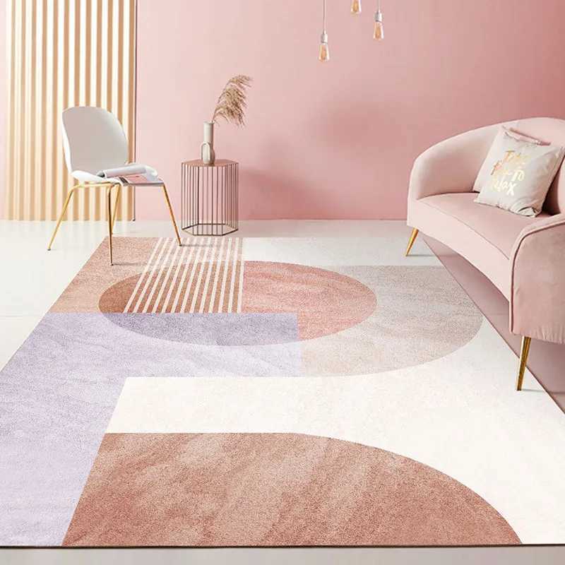 VIKAMA Pink Modern Minimalist Crystal Fleece Carpet for Bedroom Living Room Sofa Side Blanket AntiSlip Soft Home Decoration C250912