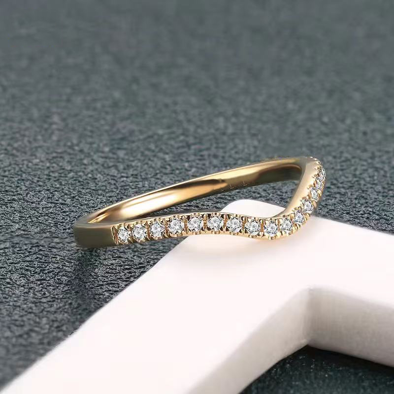 18K Yellow Gold 1.3mm FG VS Round Natural Diamond Half Band Eternity Ring for Fashion Engagement Daily Wear