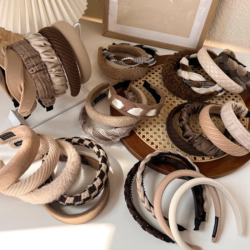 UXSL AutumnWinter Brown Color Headband Sponge Wide Hair Band for Woman Girl Elegant Hair Hoop Fashion Hair Accessories 250911