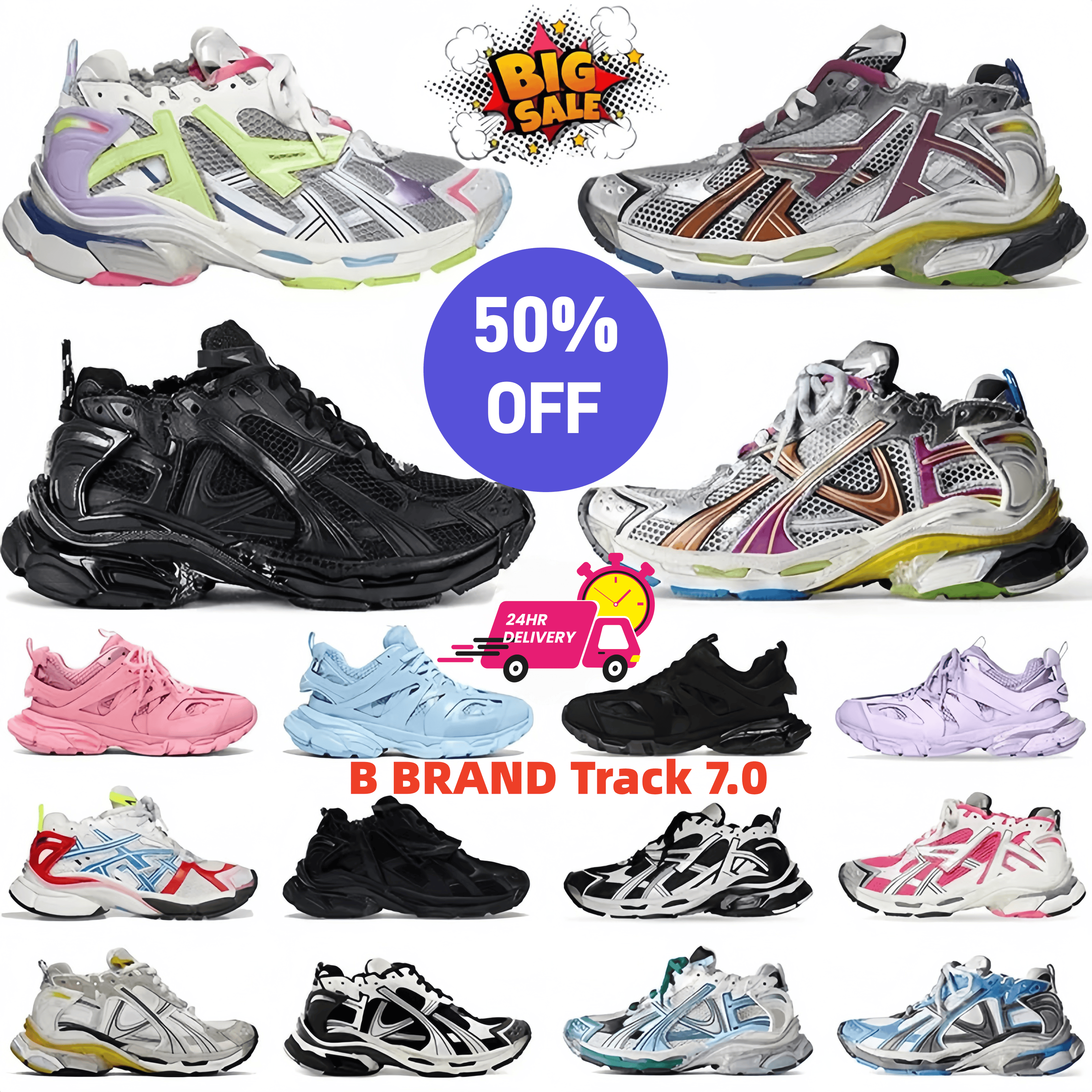 Designer Shoes Mens Runner 7.0 7.5 Casual Shoes Track 3.0 Paris Women Sneakers Triple White Black Pink Grey Beige Sneakers Gomma Leather Nylon Printed Platform Trainers