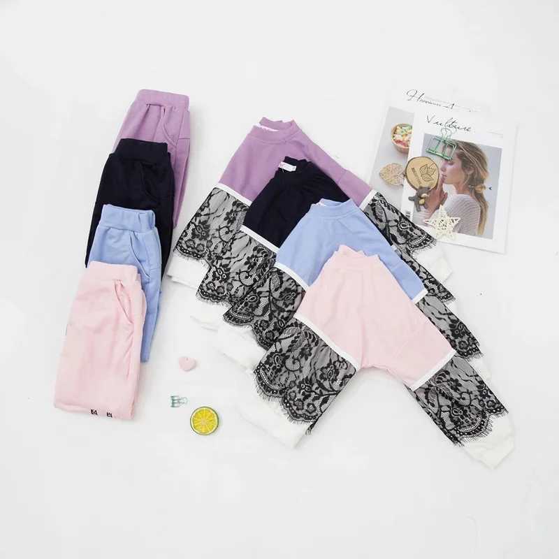 LZH Spring Autumn Girls Sports Suits Children Clothing Toddler Clothes Lace Warm Hooded Costume Outfit Kids Tracksuit Sets 38Y C250912