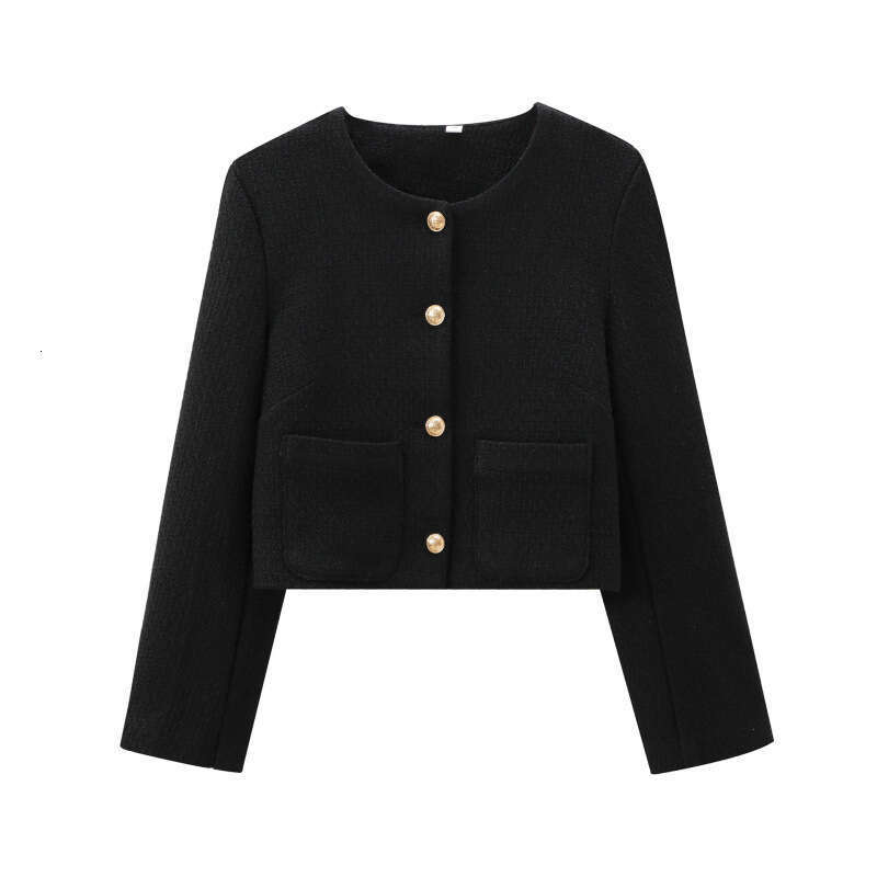 DHEssentials Autumn New Coarse Wool Round Neck Outerwear Little Chanel Style Short Jacket 1195099