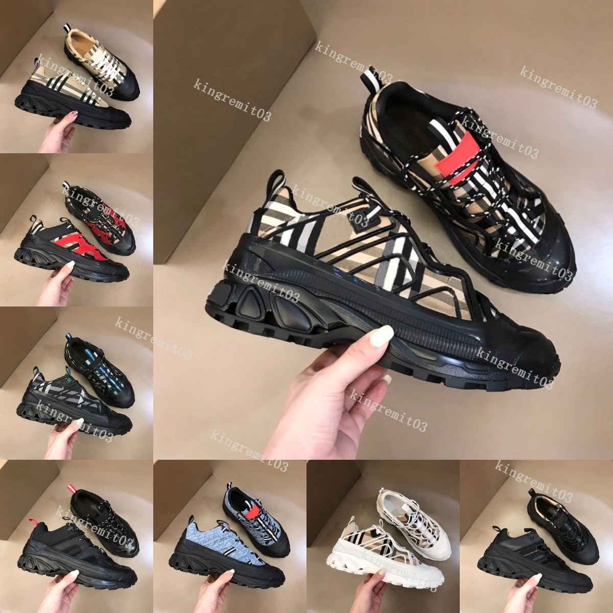 Arthur Sneaker Mens Shoes Designer Sneakers Arthur Casual Shoes Striped Vintage Sneakers Print Check Shoe Trainers Platform Cotton Sneaker Plaid NOBox