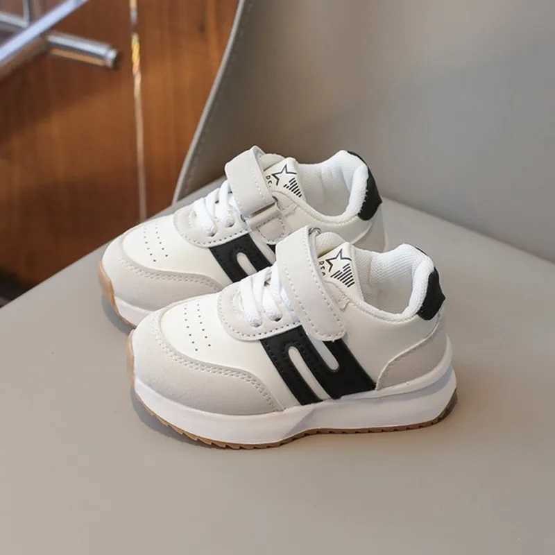 White Casual Baby Girls Boys Sport Shoes PU Hook Loop Running Shoes For Children Comfortable Soft Sole Toddler Kids Sneakers Y250912