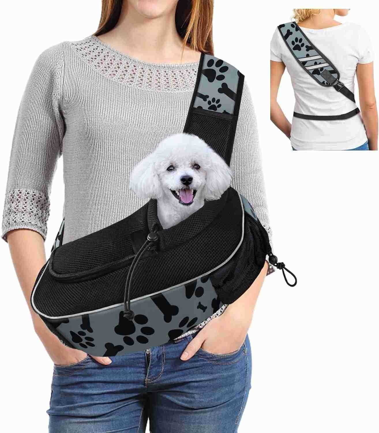 Dog Carriers for Small Dogs Breathable Pet Sling Carrier Travel Cat Carrier Puppy Carrier Hands Free Dog Carrying Bag for 5lb Dogs Klein Blue SW250912