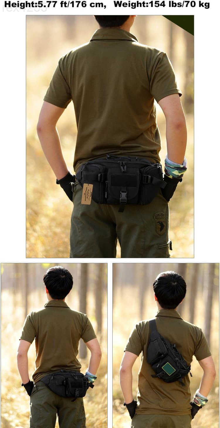 Tactical Fanny Pack for Men Waist Bag Hip Belt Outdoor Hiking Fishing Bumbag with PatchW250912