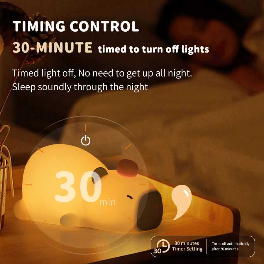 Cute Cartoon Capybara Silicone Night Light USB Rechargeable Timing Dimming Sleep Night Lamp for Childrens Night Lamp Room Decor C251122