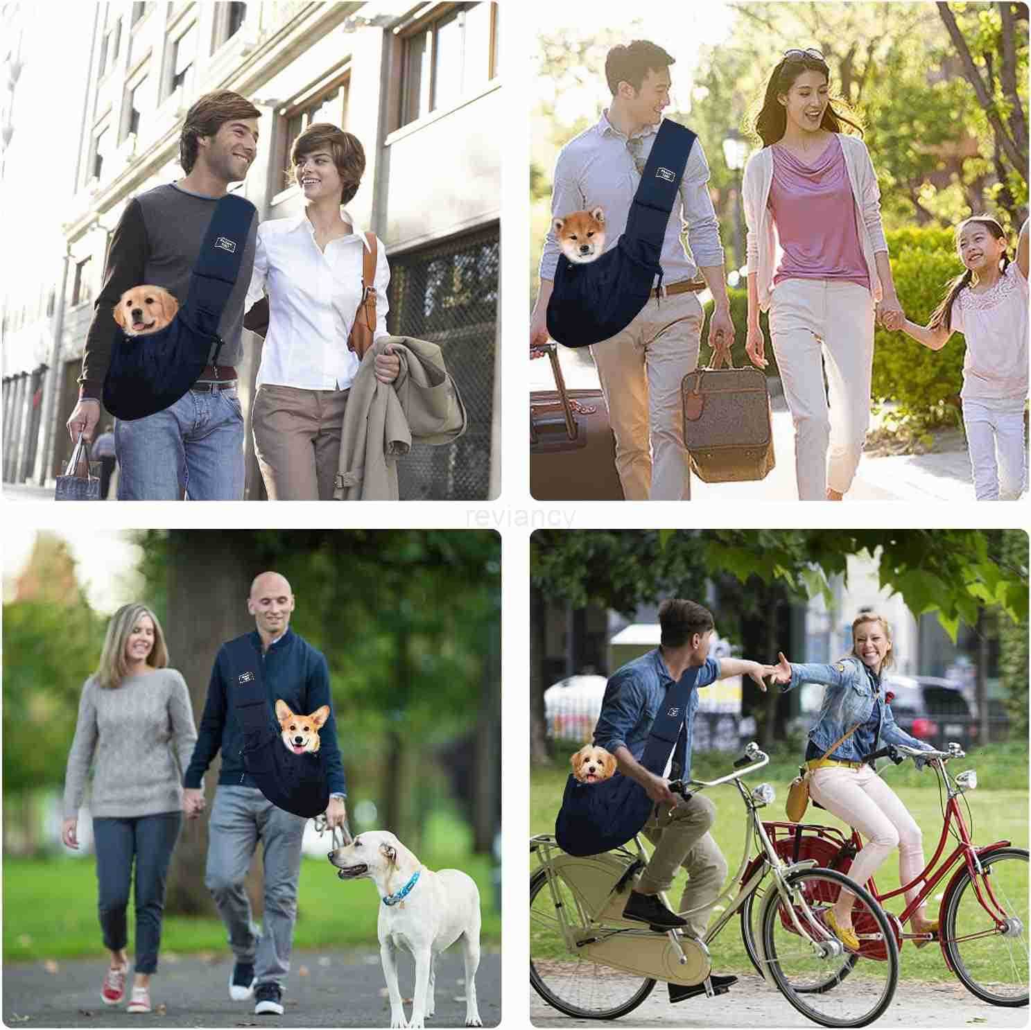 Dog and Cat Sling Carrier Dog Carrier with Adjustable Opening Strap Travel Bag for Small Dogs and Cats Outdoor Travel Sling Carriers BlueW250912