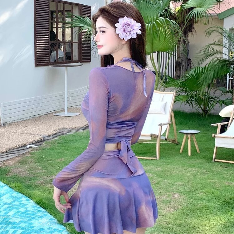 2025 New High-End for Women, Sexy Pure Desire, Slightly Plump, Covering, Tie-Dye Two-Piece Beach Vacation Hot Spring Swimsuit