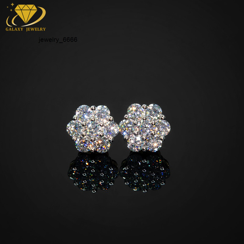 Fashion Jewelry 9MM Stud Earrings D VVS Moissanite 925 Silver Pass the Diamond Tester Moissanite Earring Women Men