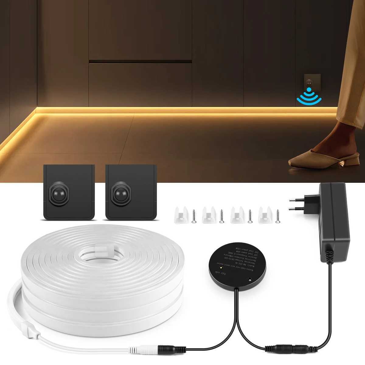 Smart Dual Sensors PIR Motion Sensor Switch DC 24V Neon Light LED Strip 2m 5m 10m for Bathroom Bedroom Stair Night Lamp C250912