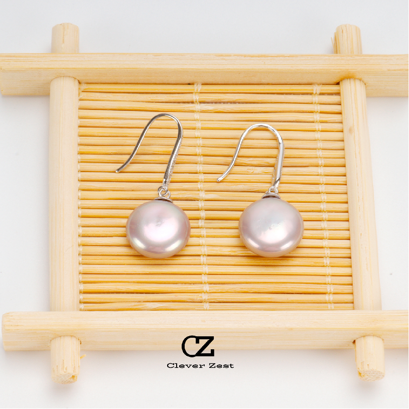 12-13mm Powder Purple Baroque Pearl S925 Sterling Silver Ear Hooks S925 Silver Freshwater Pearl Stud Earrings Fashionable, Versatile, Trendy Anniversa