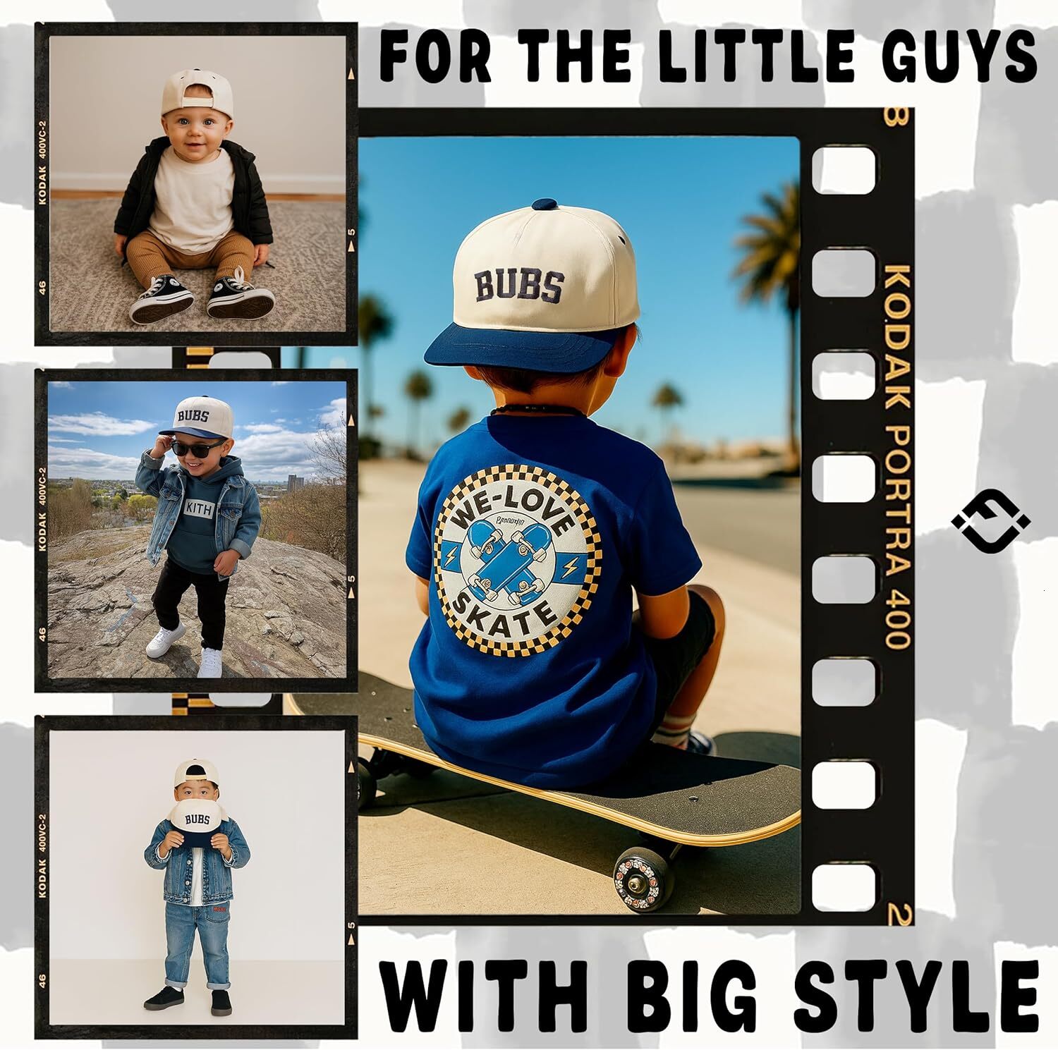 Fashion Premium Kids Trucker Hat Vintage Snapback Baseball Cap Toddler Designs, Infant Sizes