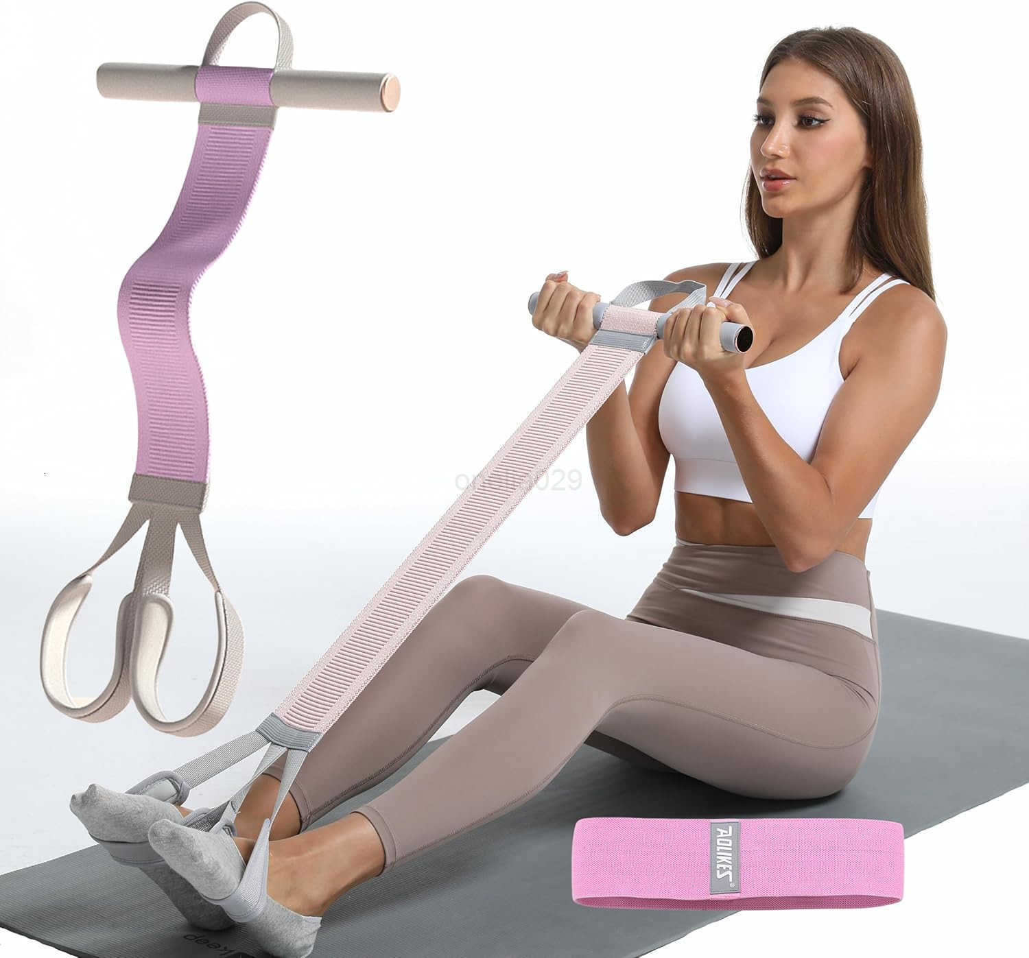 Multifunctional Tension Rope Set SitUp Assistance Knitted Fitness Equipment for AbdominalWaistArmLeg Stretching Weight Loss TrainingGift a 90 Pound Kn