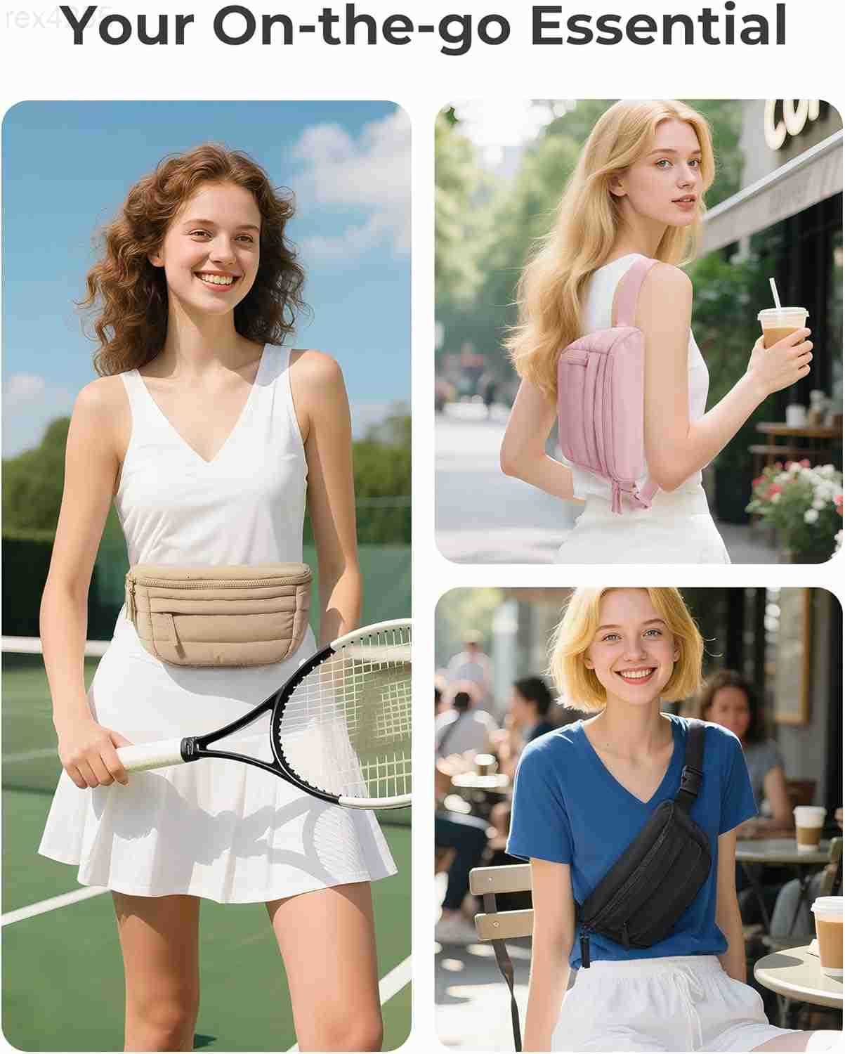 Fanny Packs for Women Two Way Zipper Belt Bag with Adjustable Strap Puffy Fashion Waist Packs for Traveling Workout BlackW250911