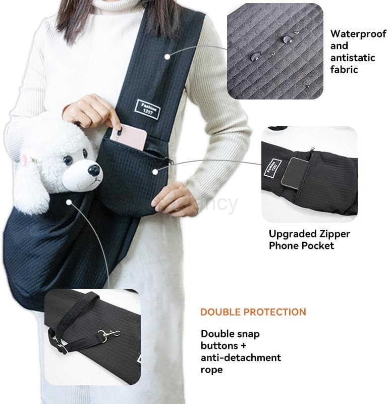 Pet Sling Carrier Soft FrontChest Carrying Bag for Small Pets Ideal for Dogs Puppies Cats 315 lbs Zipper Pocket Classic Stra for Yorkshire Terrier Mal