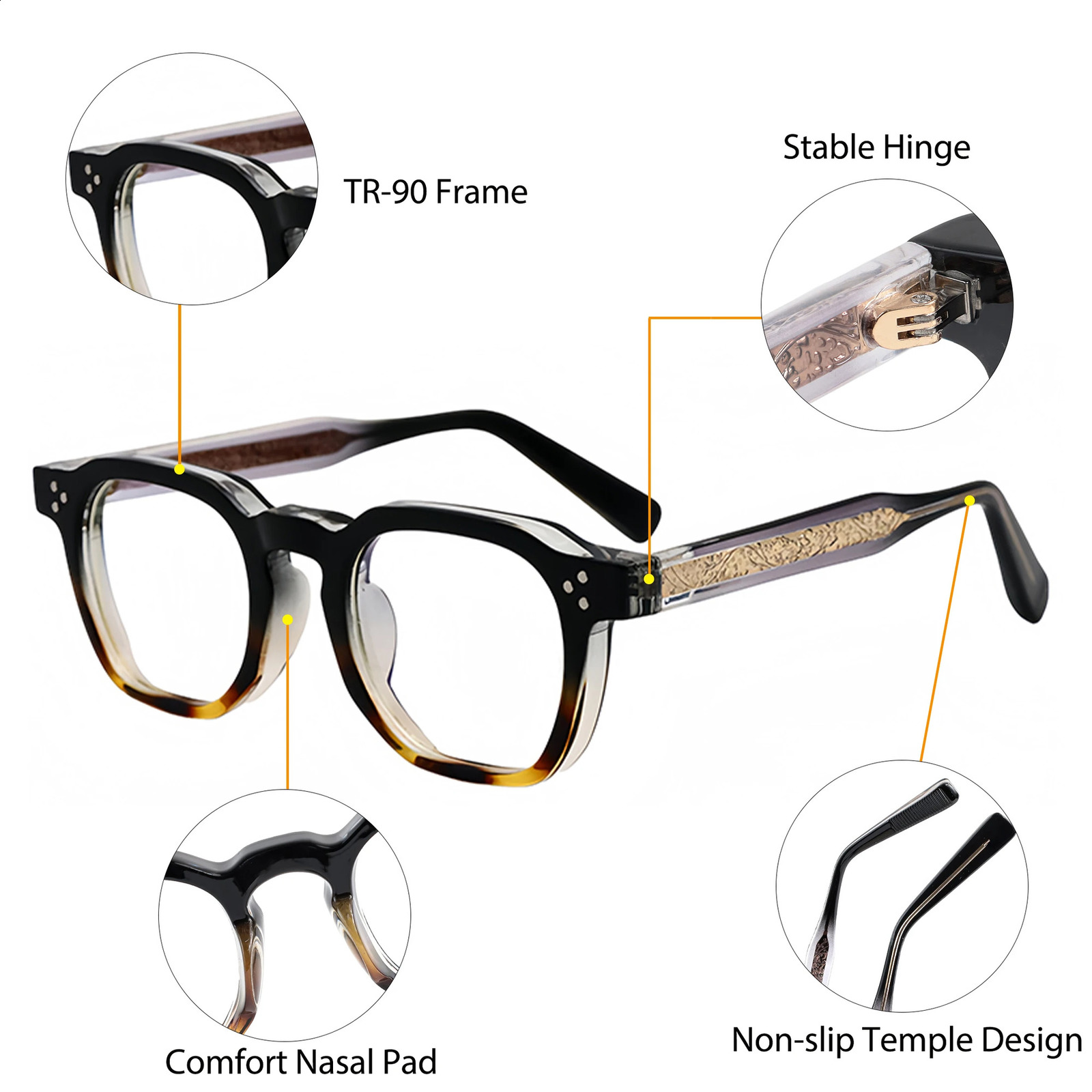 Caterside Square Flat Light Glasses for Men Women Retro TR Frame Eyeglass HighQuality Eyewear Minimalist Matching 250912