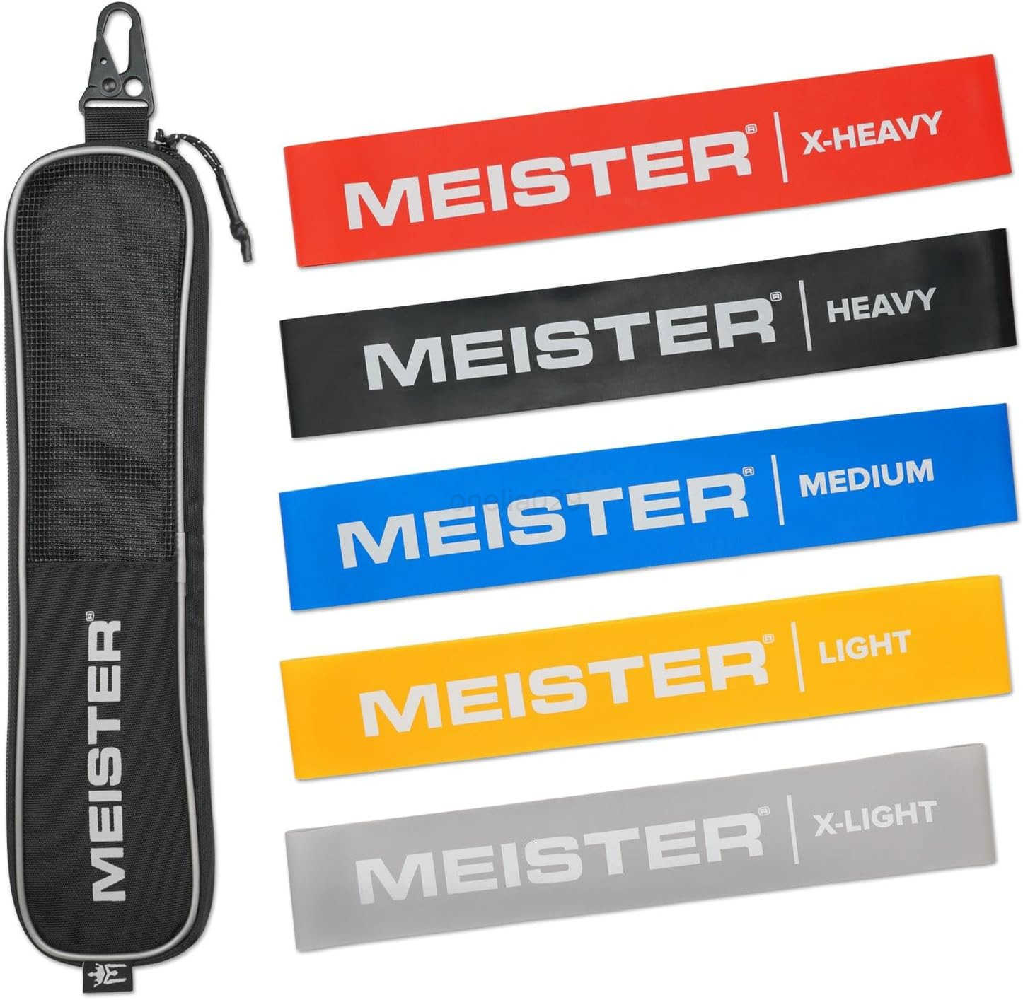 Meister Mobility Resistance Bands for Exercise Stretching Physical Therapy wCarry Case Set of 5 Loop Bands W250912