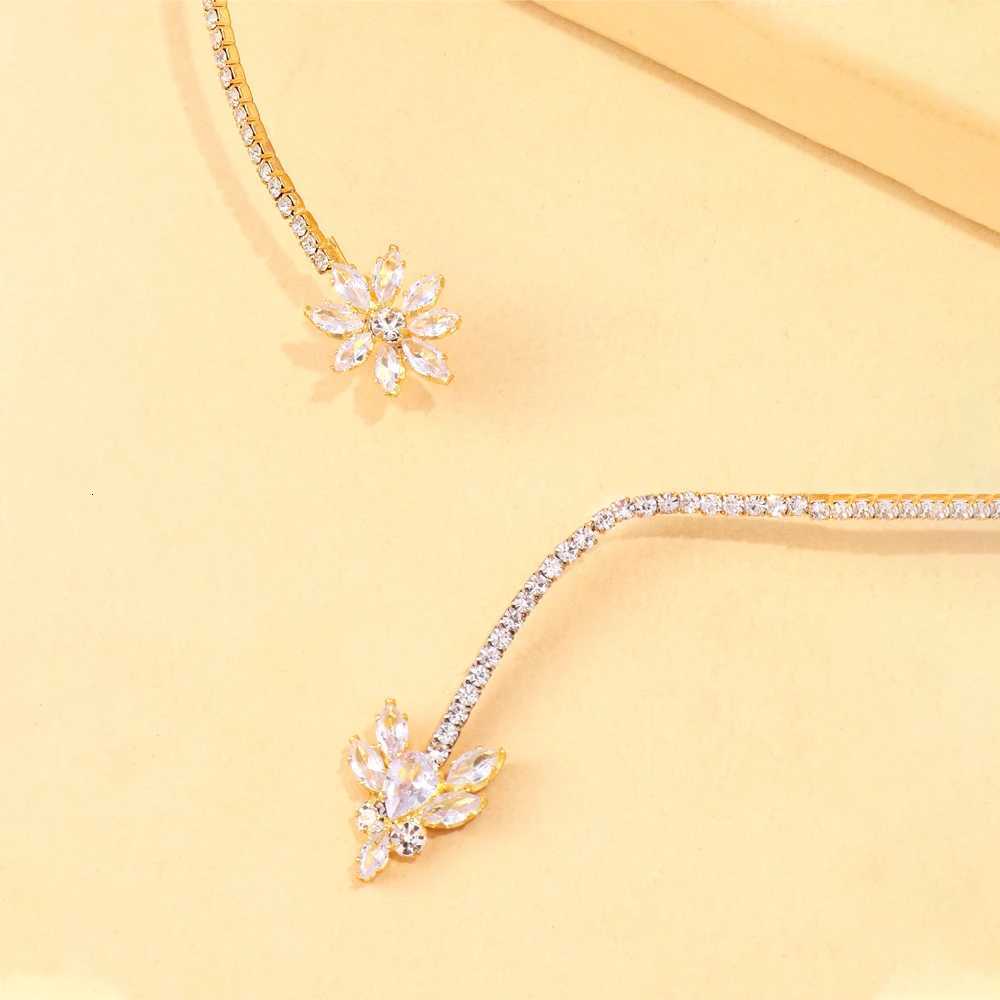 Stonefans Floral Rhinestone Open Choker Necklace Crystal Collar Jewelry Adjustable Tren Necklace for Woman Wedding AccoriesXJ250912