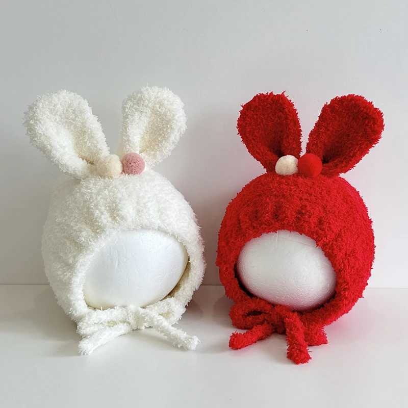 2024 Baby Hats Winter Girls Newborn Soft Cartoon Cute Rabbit Ears Knitted Beanie Hat Infant Warmer Stuff Toddr Kids G250910