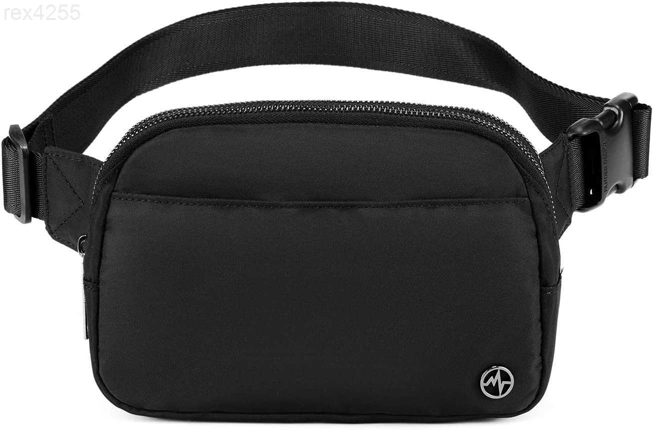 Pander Everywhere Belt Bag for Women 5 Zipper Pockets Nylon Crossbody Fanny Pack Purse BlackW250912