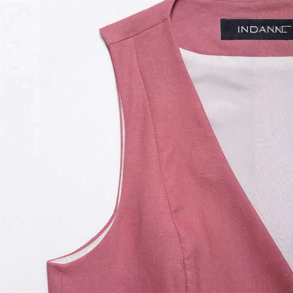 DHEssentials Spring New Set Pink Vest Top Shorts High Waist Design Sense Little Chanel Style Versatile Elegant